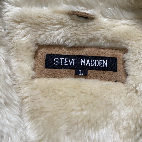 Steve Madden Tan/Beige Suede Leather w/Faux Fur Full Length Coat - Picture 2 of 10